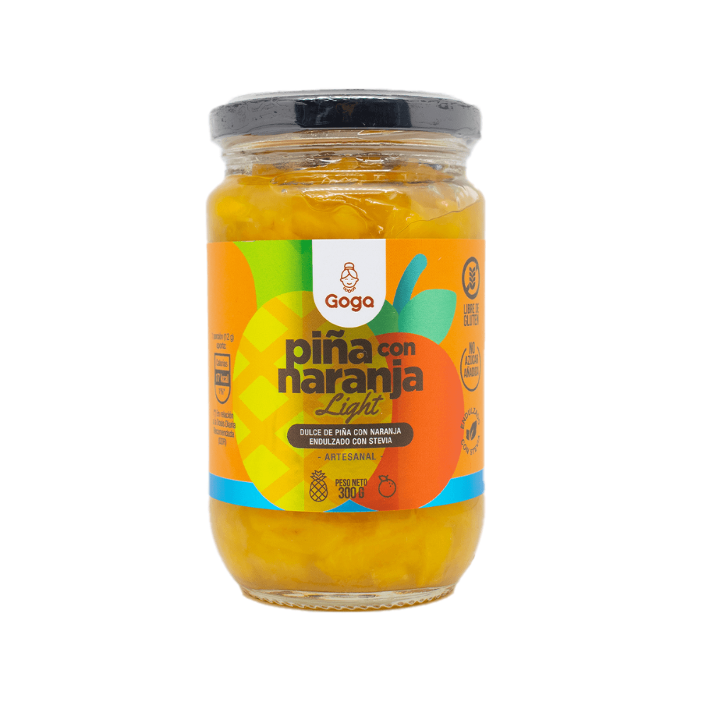 MERMELADA DE PIÑA CON NARANJA Y STEVIA X 300GR GOGA