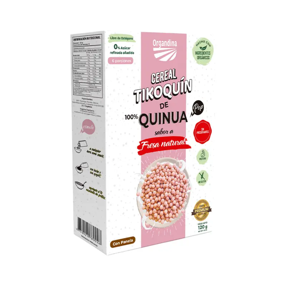 CEREAL POPS QUINUA Y FRESA X 120GR ORGANDINA