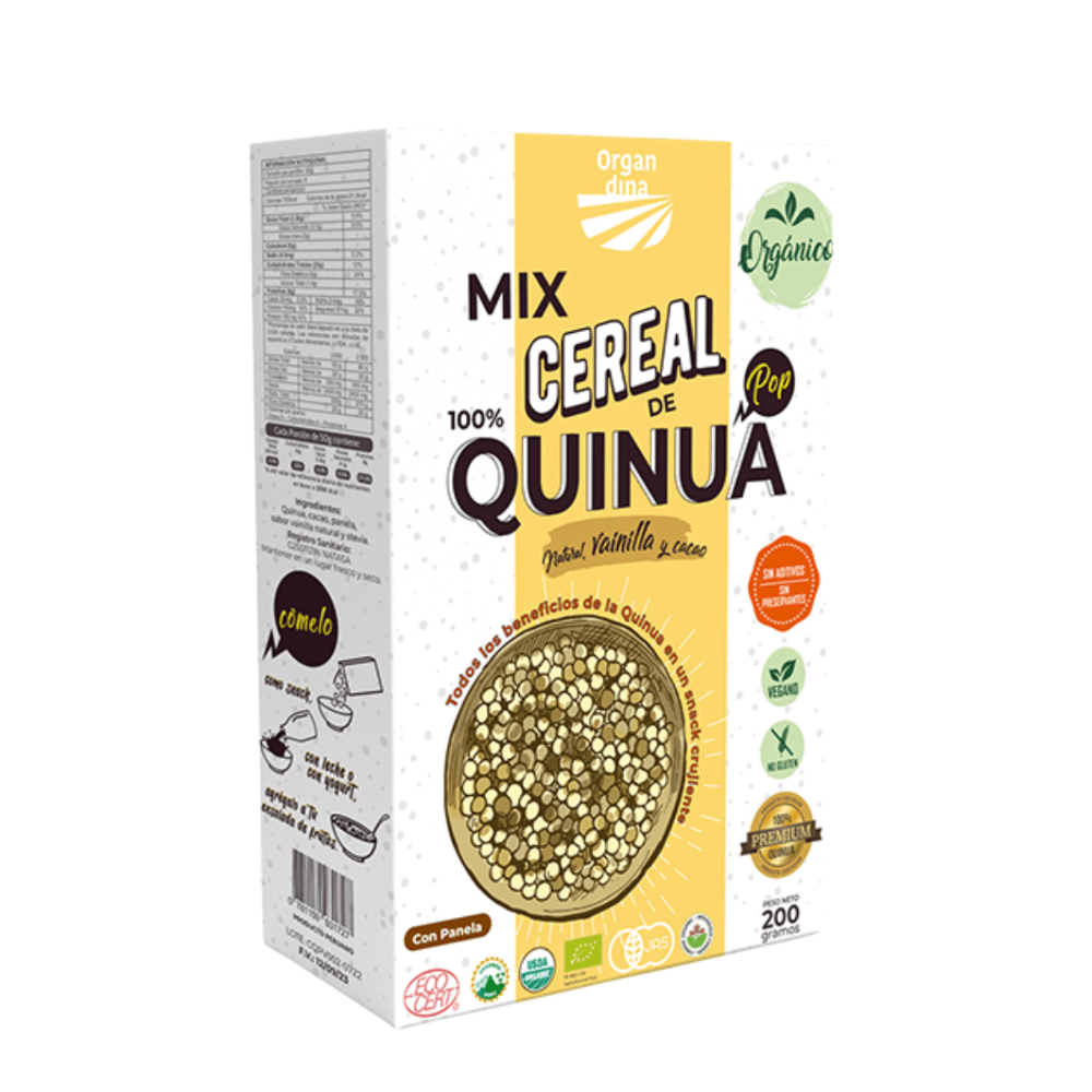 MIX CEREAL QUINUA VAINILLA Y CACAO X 120GR ORGANDINA