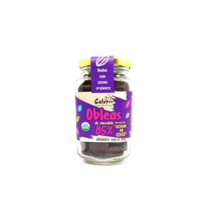OBLEAS DE CHOCOLATES 85% DE CACAO AZÚCAR DE COCO VIDRIO 200GR CALYPSO