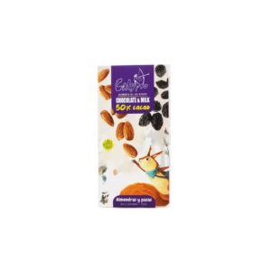 CHOCOLATE & MILK 50% CACAO CON ALMENDRAS Y PASAS CALYSO