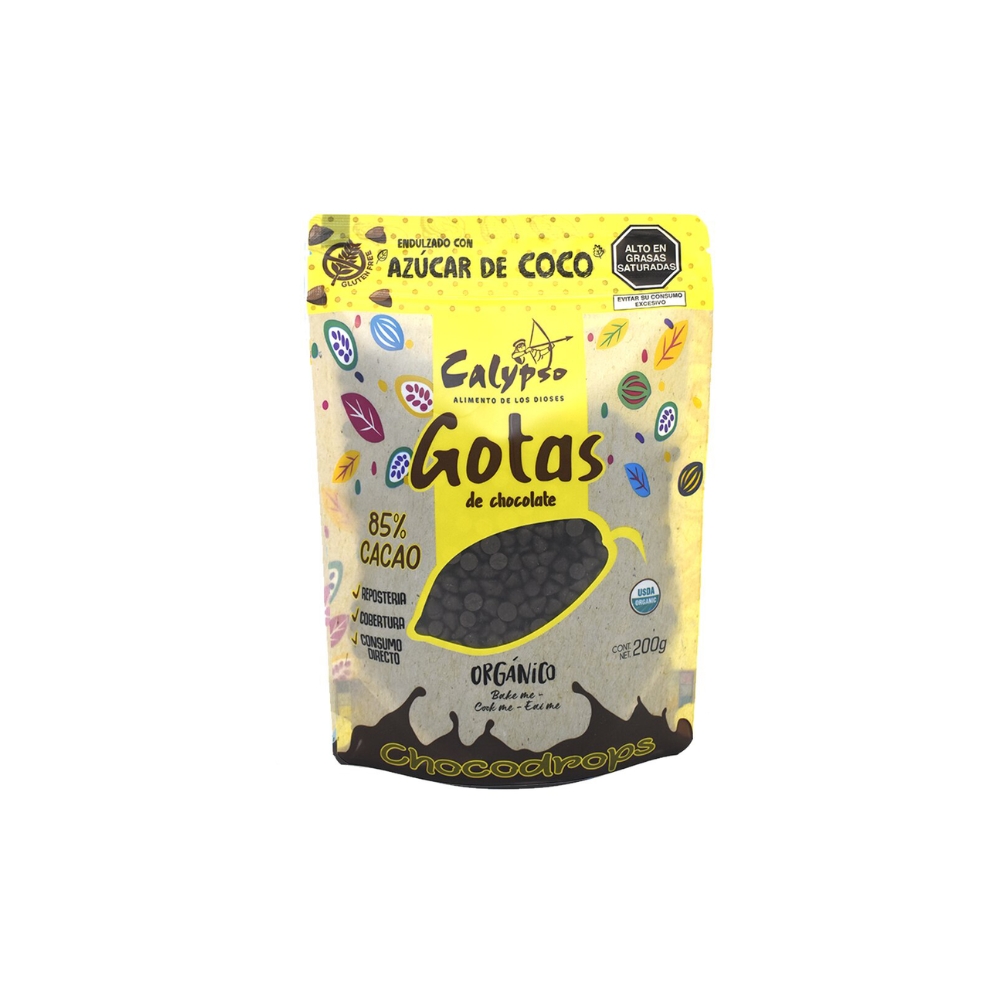 CHISPAS DE CHOCOLATE 85% CACAO CON AZUCAR DE COCO DOYPACK 200G CALYPSO