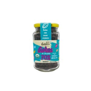 CHISPAS DE CHOCOLATE 70% CACAO CON STEVIA Y ERITRITOL (250g) VIDRIO CALYPSO