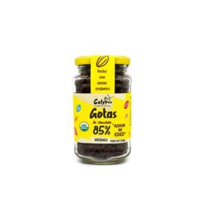 CHISPAS DE CHOCOLATE 85% CACAO CON AZUCAR DE COCO VIDRIO 250G CALYPSO